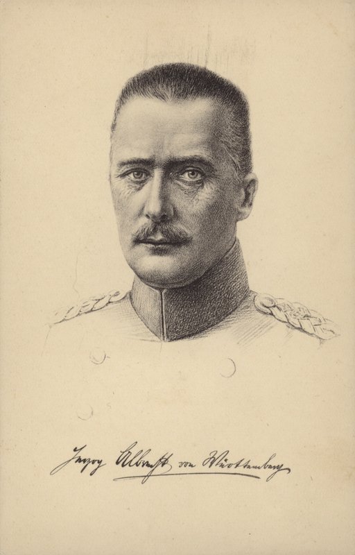 Albrecht, hertug af Württemberg, tysk prins og general under Første Verdenskrig (litografi) af German School