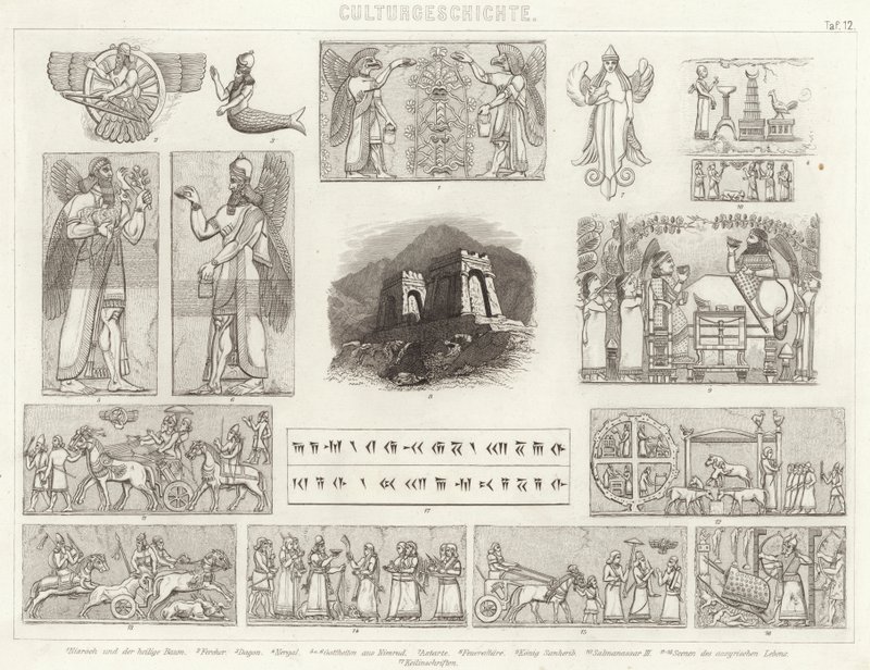 Det gamle Assyrien. Illustration til Bilder-Atlas (gravering) af German School