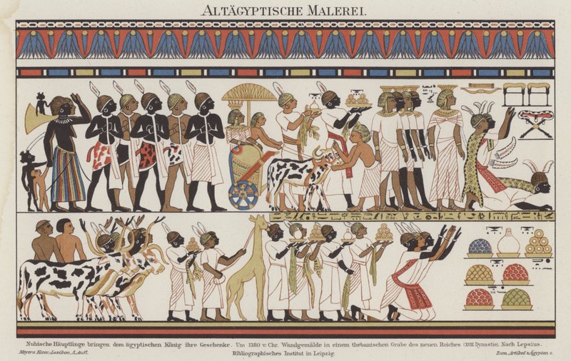 Gammelt egyptisk maleri (farve litho) af German School