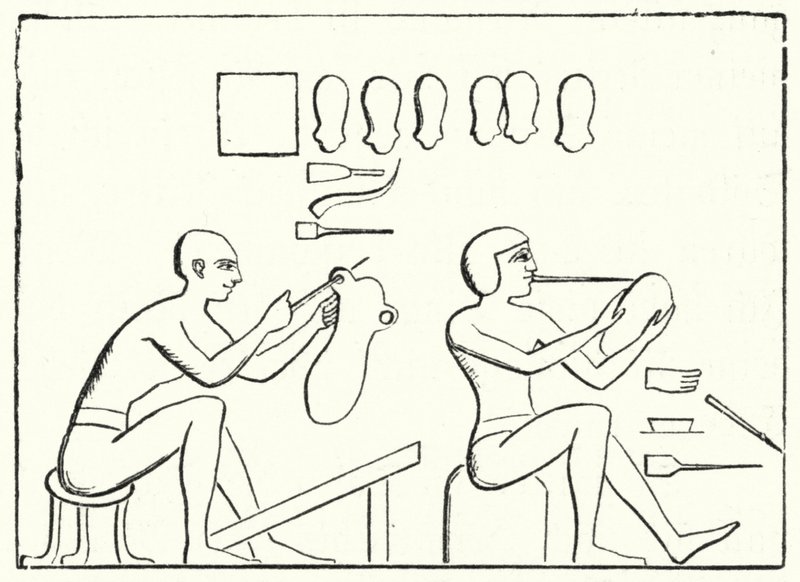 Gamle egyptiske skomagere (gravering) af German School