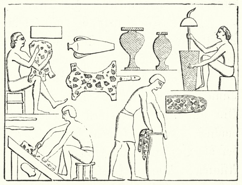 Gamle egyptiske garvere (gravering) af German School