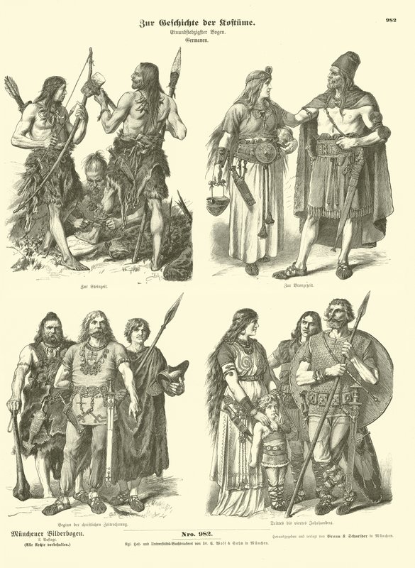 Ancient Germanic costumes  af German School