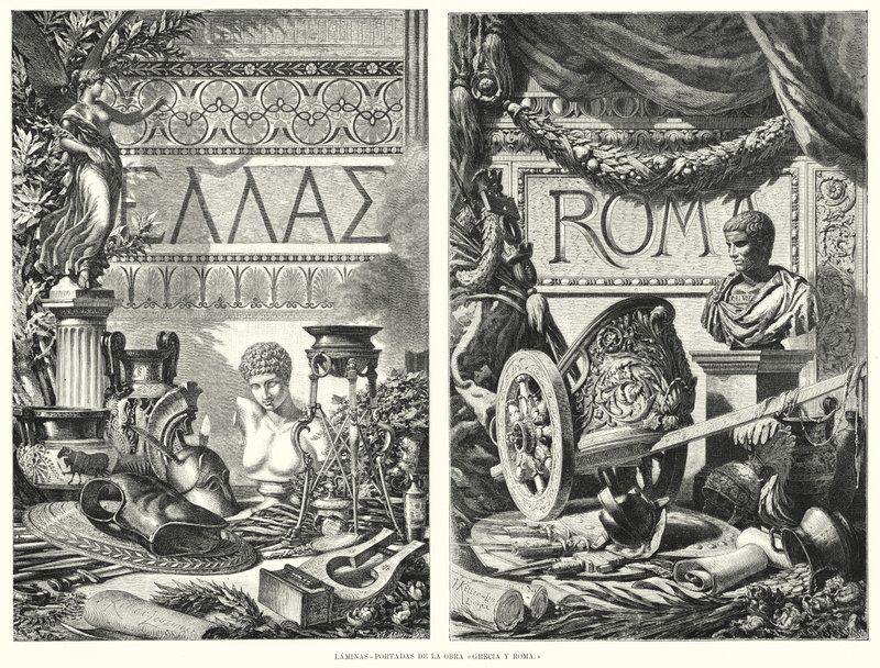 Antikkens Grækenland og Rom (litho) af German School