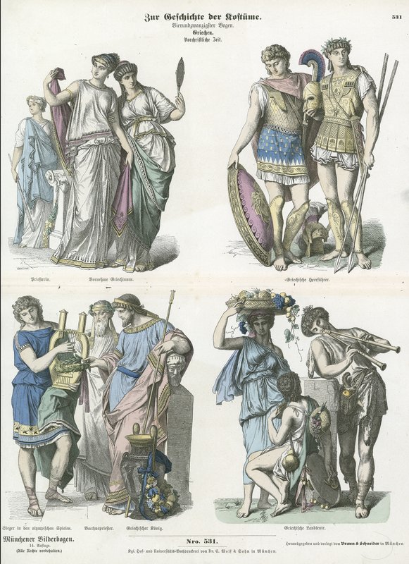 Ancient Greek costumes  af German School