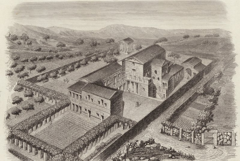 Gammelt græsk landsted i Al-Barah, Syrien. Illustration til Bilder-Atlas (gravering) af German School