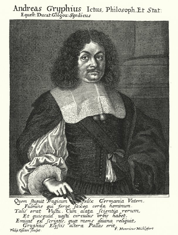Andreas Gryphius, tysk digter og dramatiker (stik) af German School
