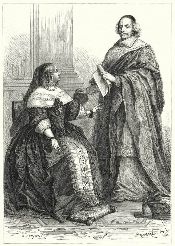 Anne af Østrig, regent for Ludvig XIV af Frankrig, og kardinal Mazarin, Frankrigs chefminister af German School