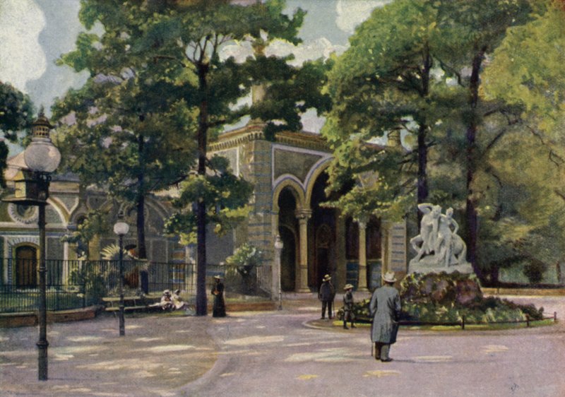 Antilopehus, Berlins zoologiske have, Tyskland (farve litho) af German School