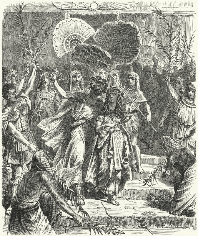Antony og Cleopatra som Osiris og Isis (gravering) af German School