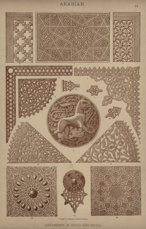 Arabisk, Ornamenter i Træ og Metal af German School