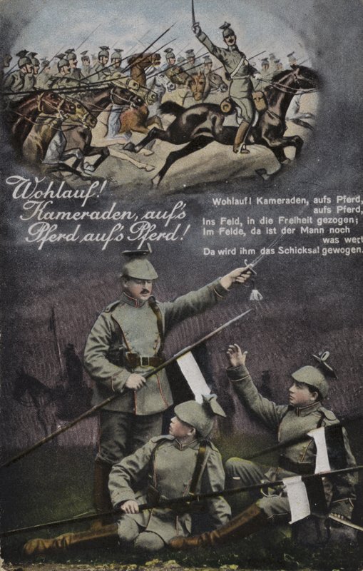 Opstå! Kammerater, på jeres heste, på jeres heste! (farve litho) af German School