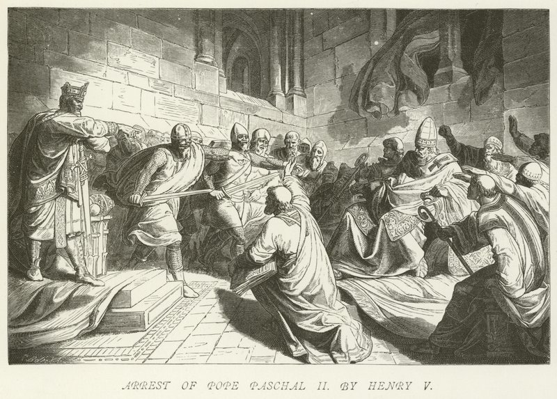 Arrestation af pave Paschal II af Henry V af German School