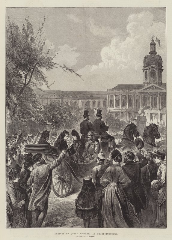 Dronning Victorias ankomst til Charlottenburg (gravering) af German School