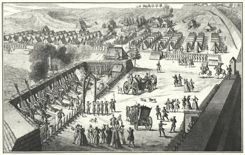 Artilleriskydningsøvelse, Nürnberg, 1733 (gravering) af German School