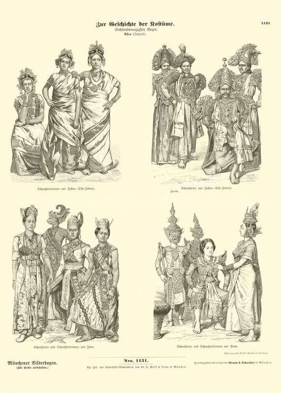 Asian actors costumes, late 19th Century  af German School