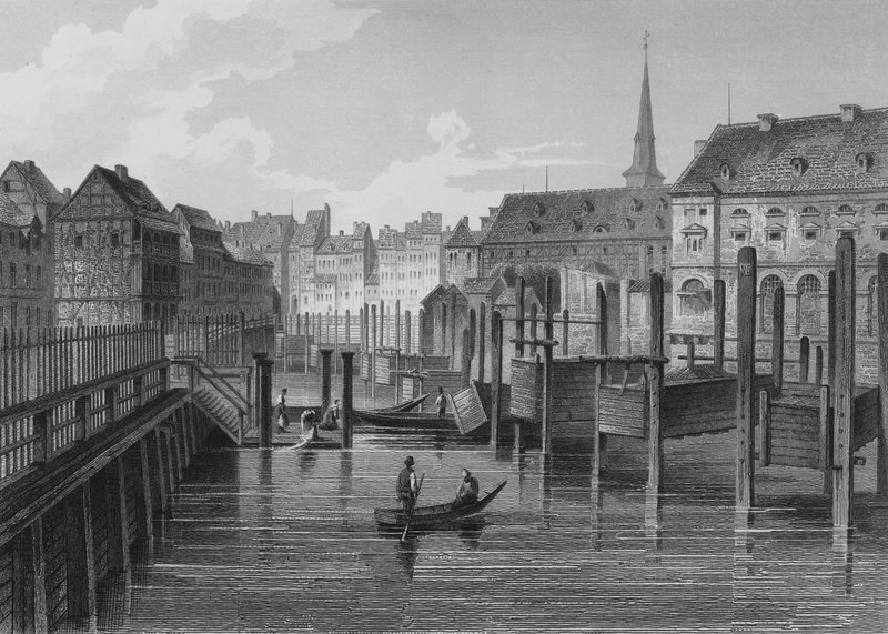 Ved Fischerbruecke, Berlin (stålgravering) af German School
