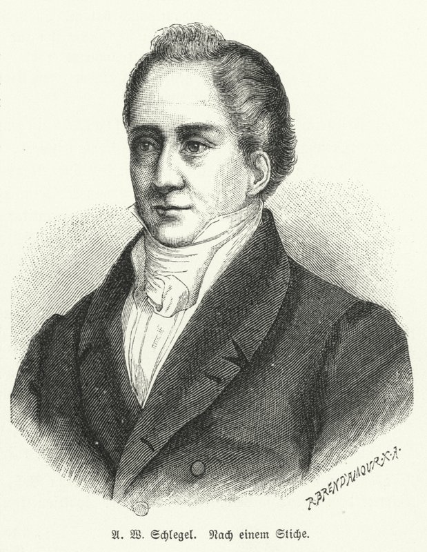 August Wilhelm Schlegel, tysk digter og oversætter (litho) af German School