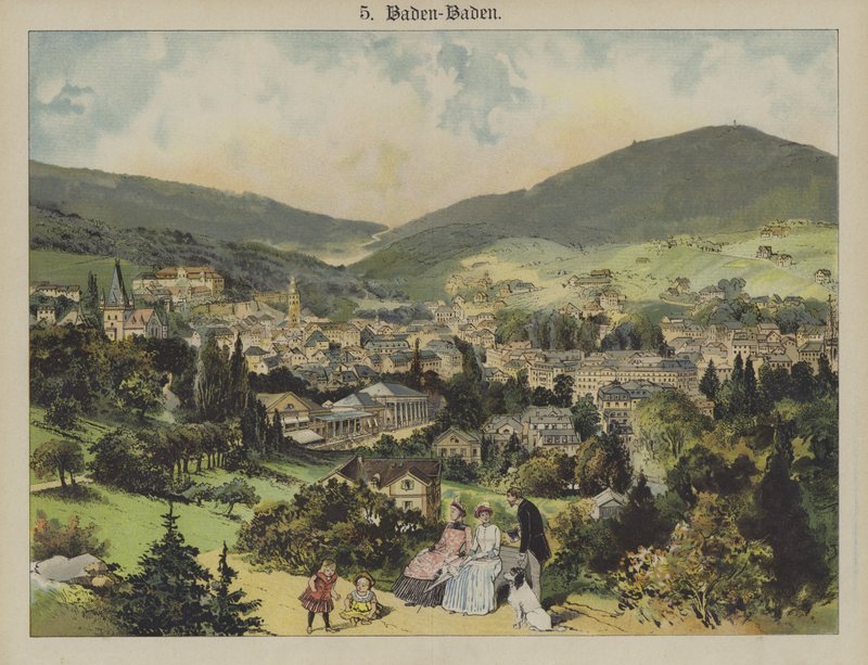 Baden-Baden (farve litho) af German School