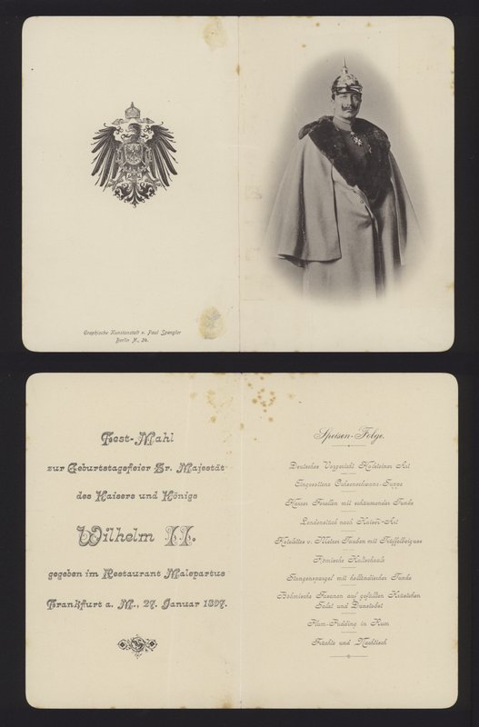 Banket til ære for kejser Wilhelm II af Tysklands fødselsdag, Frankfurt, 27. januar 1897 (litho) af German School