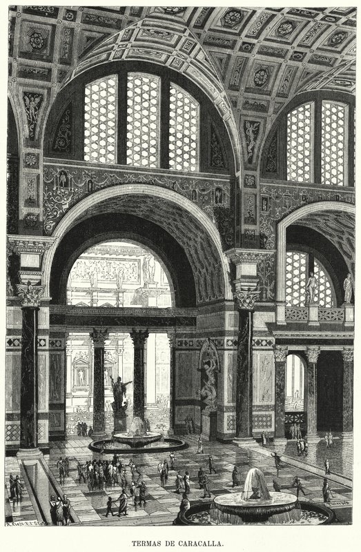 Caracalla-badene, Rom (litho) af German School