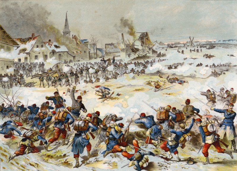 Slaget ved Bapaume, den fransk-preussiske krig, 3. januar 1870 af German School