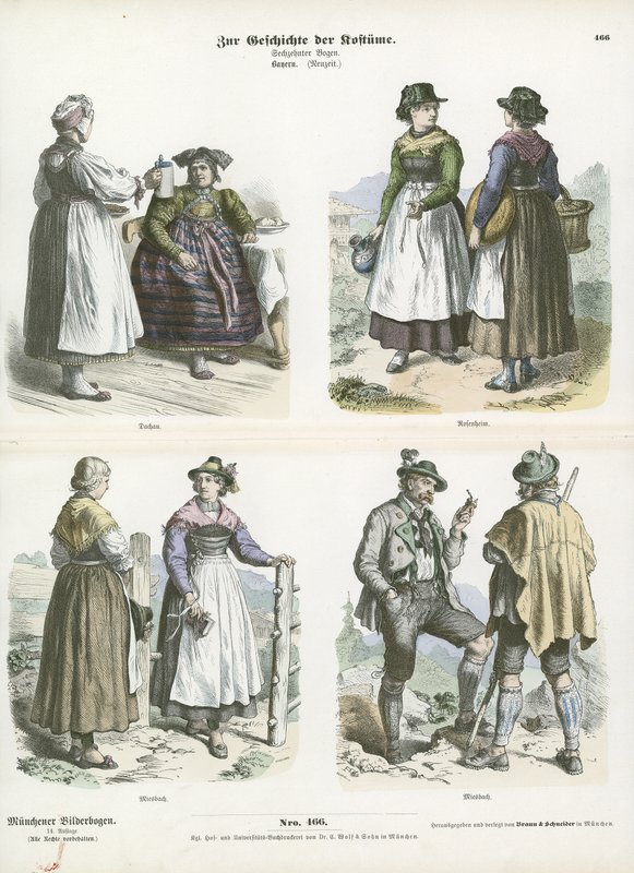 Bavarian costumes, 19th Century  af German School
