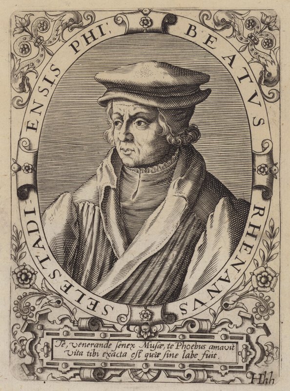 Beatus Rhenanus, tysk humanist, lærd og religiøs reformator (gravering) af German School