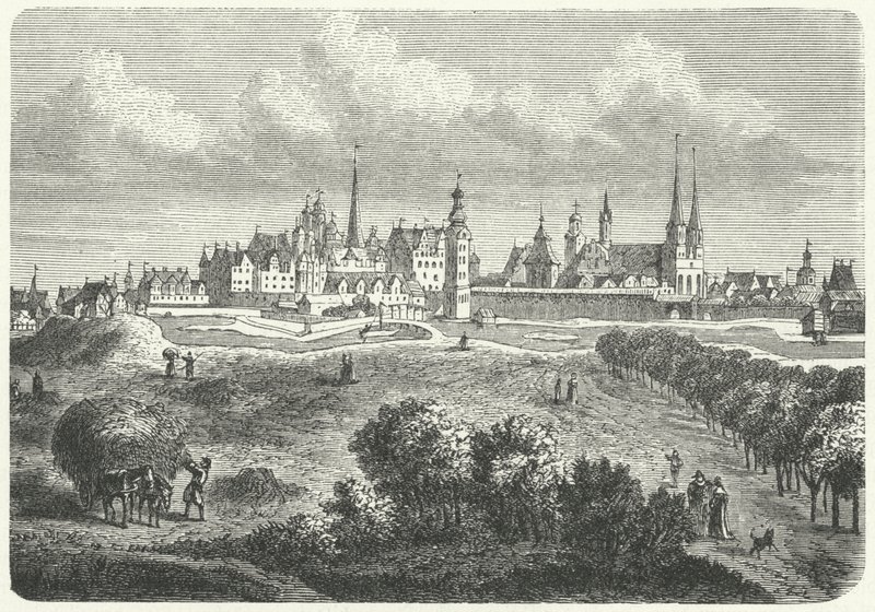 Berlin og Colln i det 17. århundrede (gravering) af German School