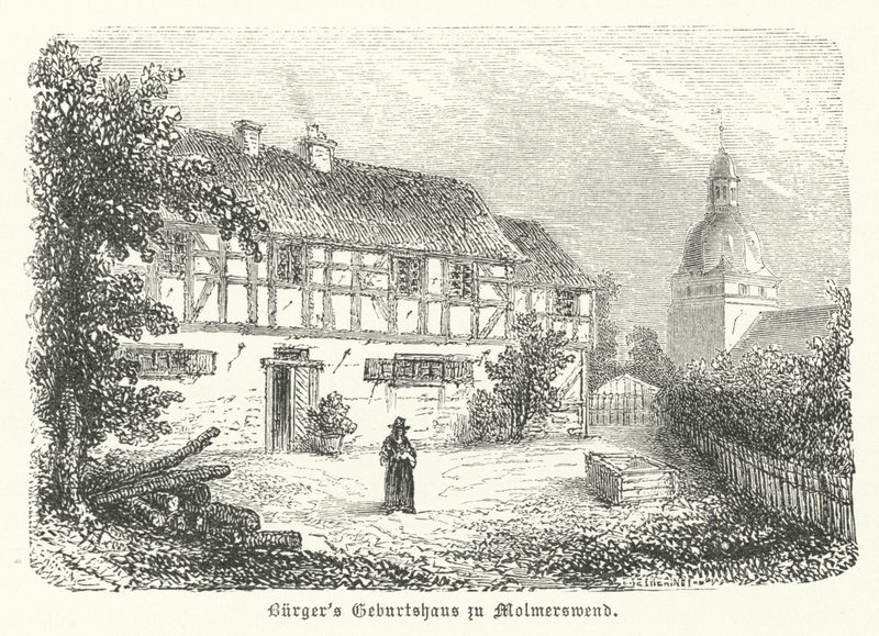 Fødested for den tyske digter Gottfried August Buerger, Molmerswende (stik) af German School
