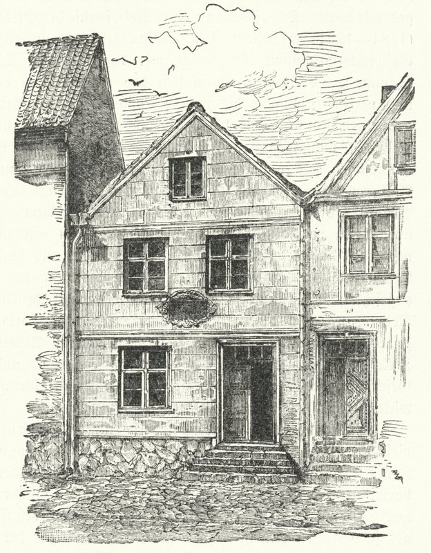 Fødested for den tyske digter Johann Gottfried Herder, Mohrungen, Preussen (stik) af German School