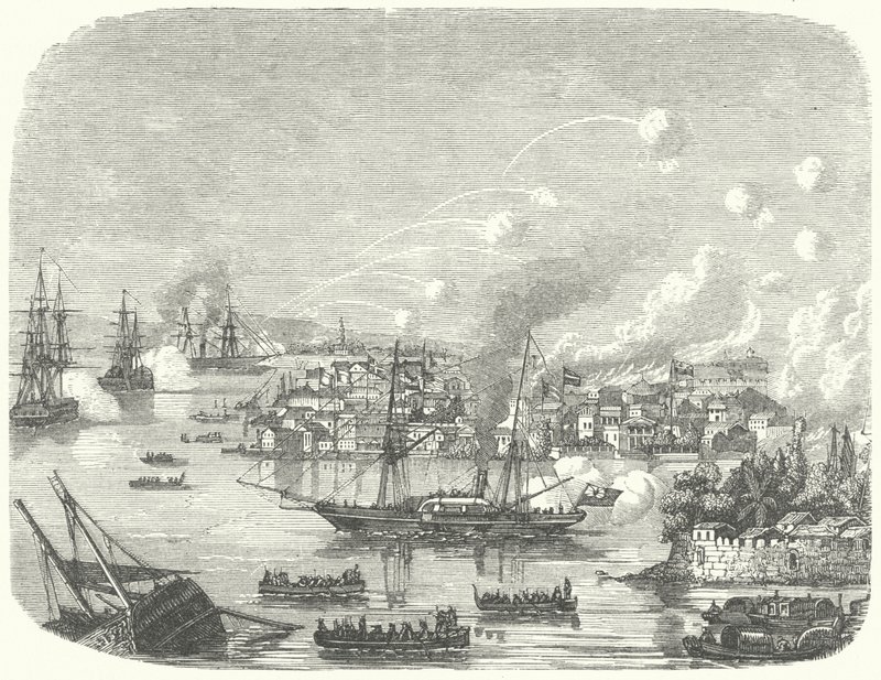 Bombardement af Kanton af den britiske anden opiumskrig af German School