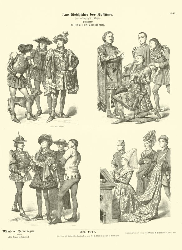 Burgundian costumes, mid 15th Century  af German School