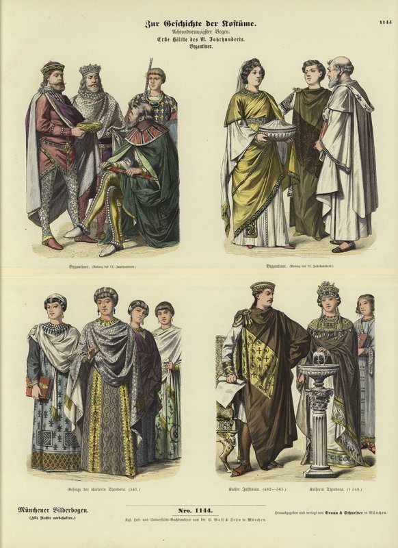 Byzantine costumes, first half of 6th Century  af German School