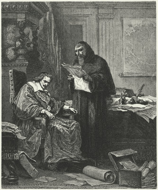 Kardinal Richelieu og hans fortrolige og agent Pere Joseph (gravering) af German School
