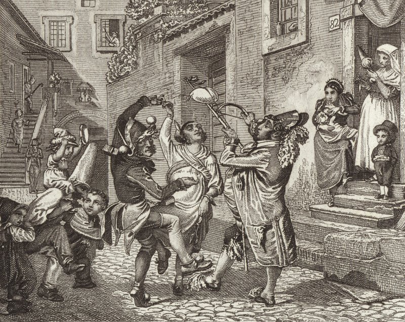 Karneval i Rom, Italien. Illustration til Bilder-Atlas (gravering) af German School