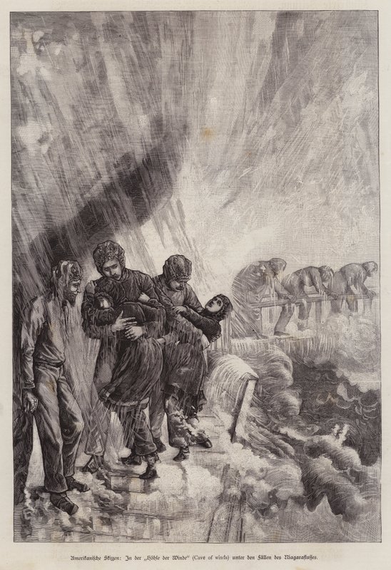 Cave of the Winds, under Niagara Falls, New York, USA (gravering) af German School