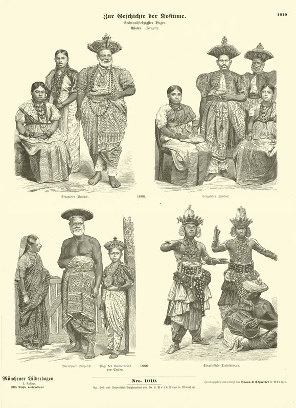 Ceylonese costumes, 1880  af German School