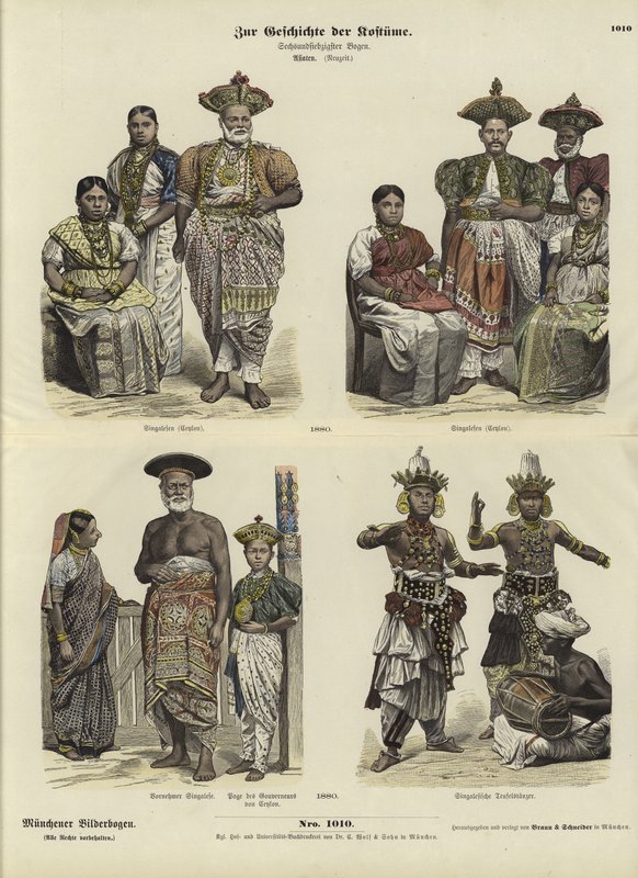 Ceylonese costumes, 1880  af German School