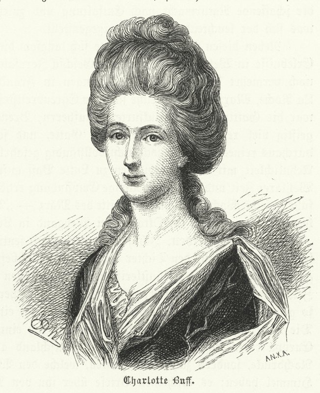 Charlotte Buff, ungdommelig bekendtskab og genstand for Johann Wolfgang Goethes kærlighed af German School
