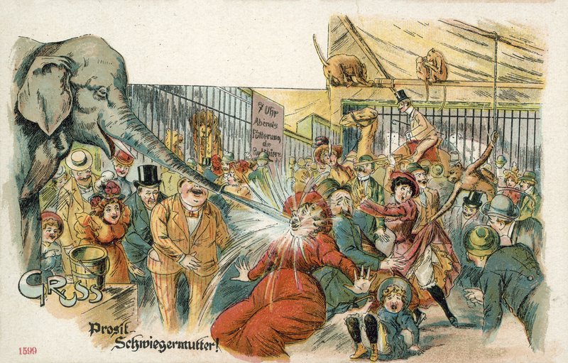 Skål, svigermor! (farve litho) af German School
