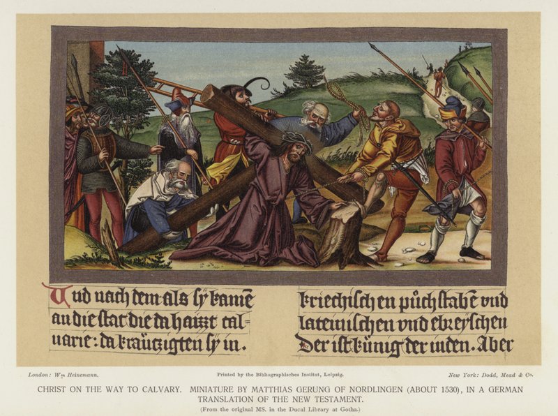 Kristus på vej til Golgata (farve litho) af German School