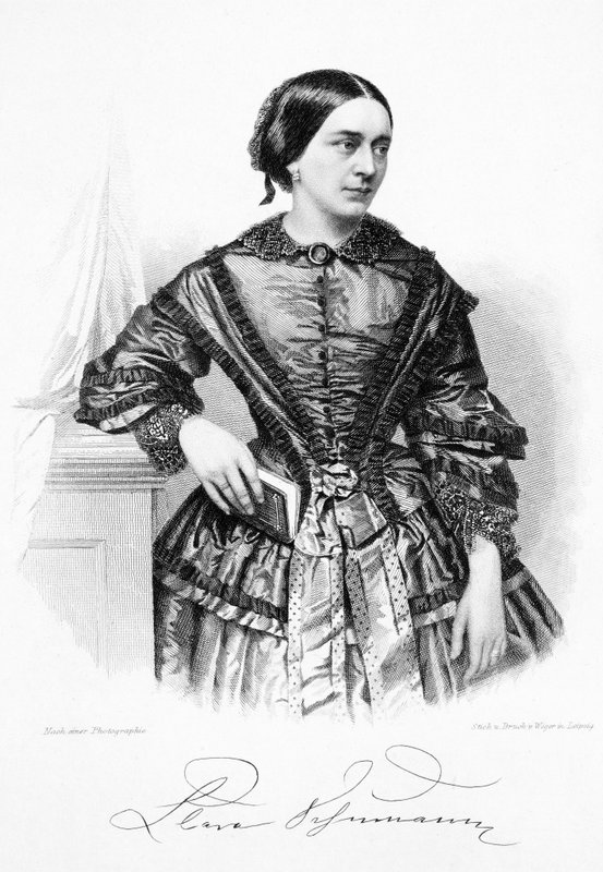 Clara Schumann, tysk pianist og komponist (litho) af German School