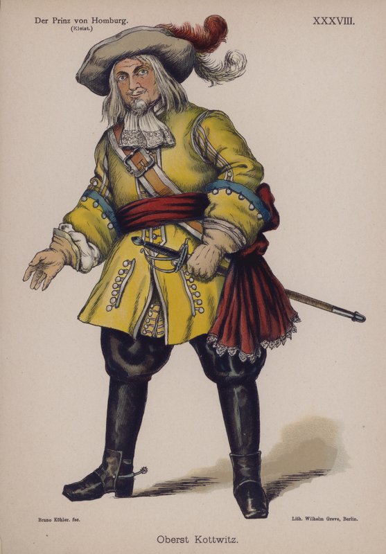Oberst Kottwitz, fra Der Prinz von Homburg (Prinsen af ​​Homburg) af Heinrich von Kleist (farve litho) af German School