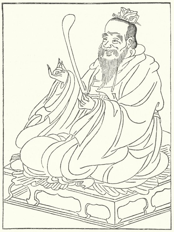 Confucius, gammel kinesisk filosof (551-479 f.Kr.) (gravering) af German School
