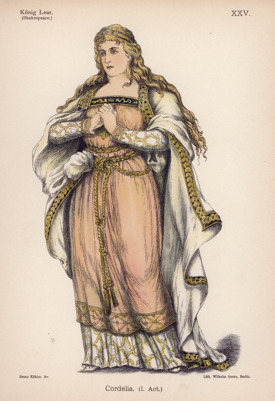 Cordelia, fra Shakespeares King Lear (farve litho) af German School