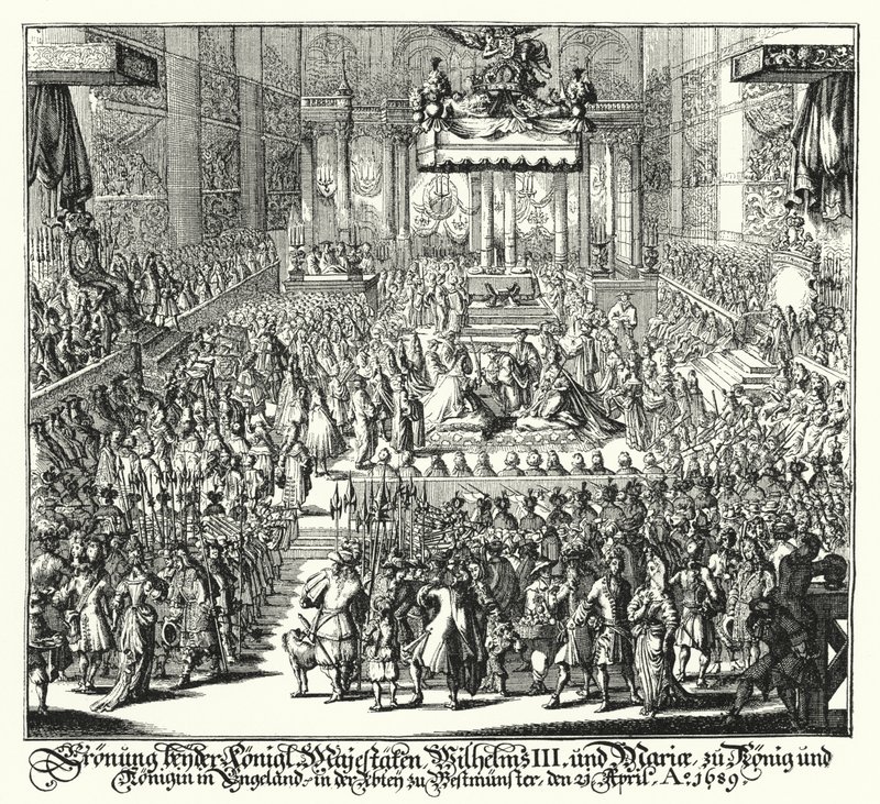 Kroning af kong William III og dronning Mary i Westminster Abbey af German School