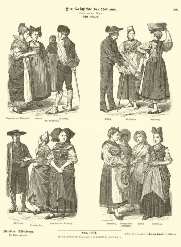 Costumes from Alsace, 19th Century  af German School