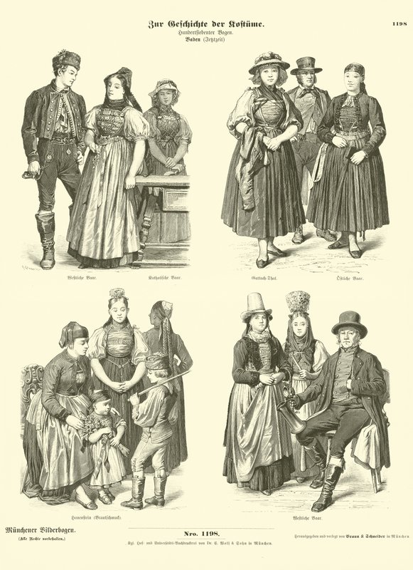 Costumes from Baden, Germany, 19th Century  af German School