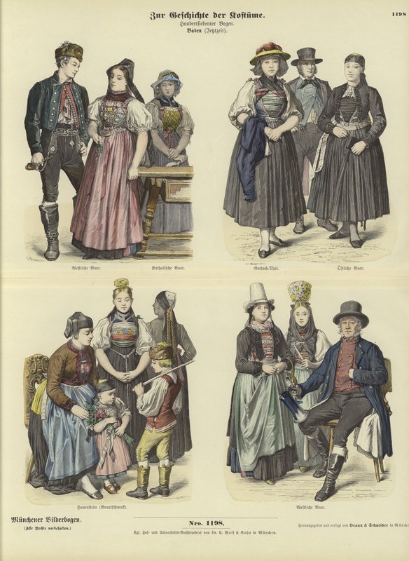 Costumes from Baden, Germany, 19th Century  af German School