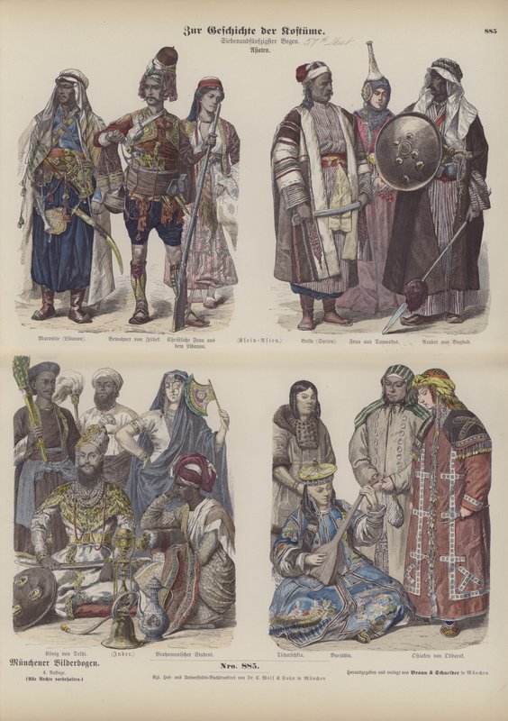 Asiens kostumer (farvet gravering) af German School